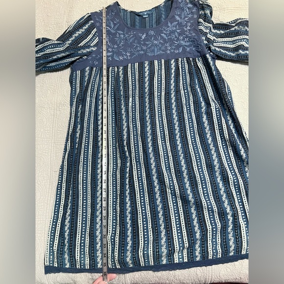 April Cornell Tunic Dress Blue Gray Peasant Boho Cottage - Picture 5 of 7